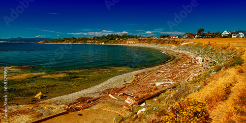 Juan de Fuca Strait panoramic view in Victoria, Canada. photo