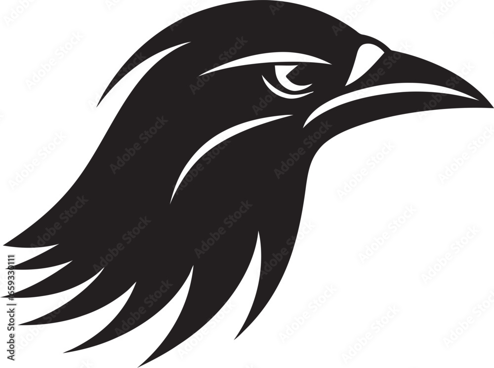 Fototapeta premium Minimalistic Black Bird Crest Abstract Raven Vector Badge