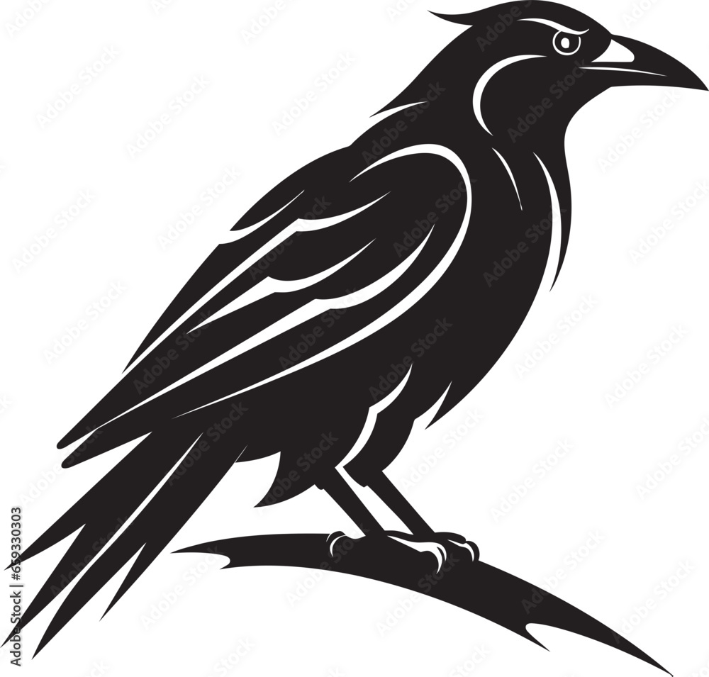 Fototapeta premium Sleek Raven Monogram of Distinction Modern Raven Silhouette Symbol