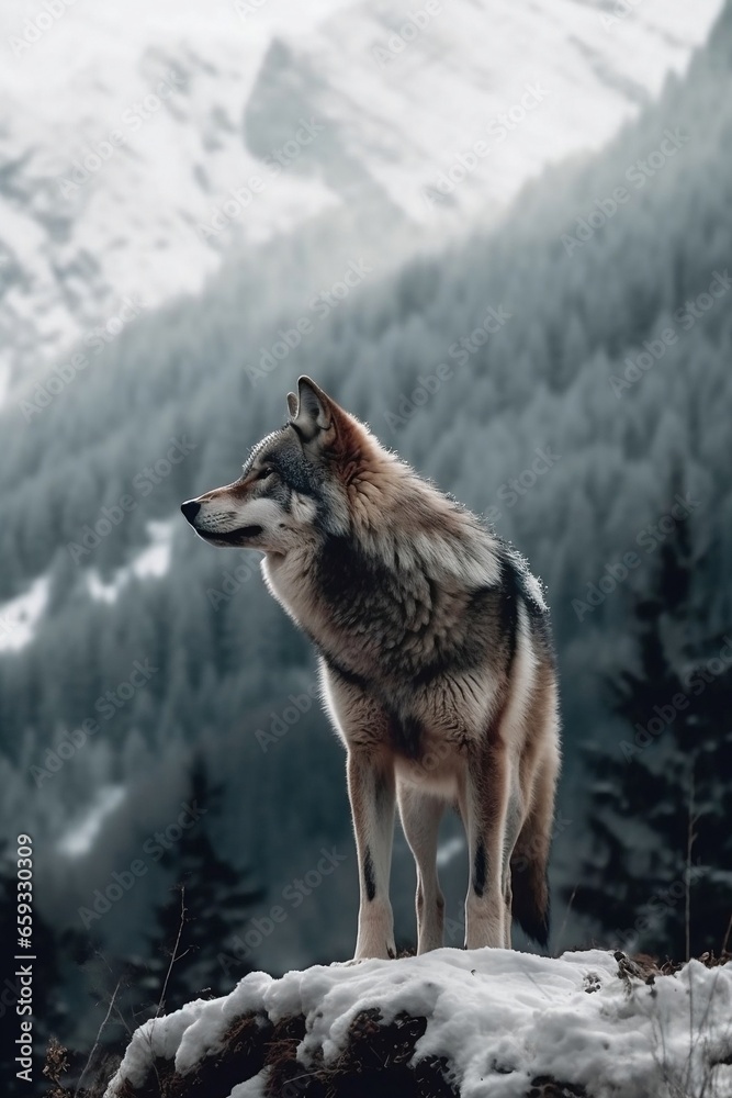 Grey Wolf on a Snowy Landscape Grey Wolf on a Snowy Landscape