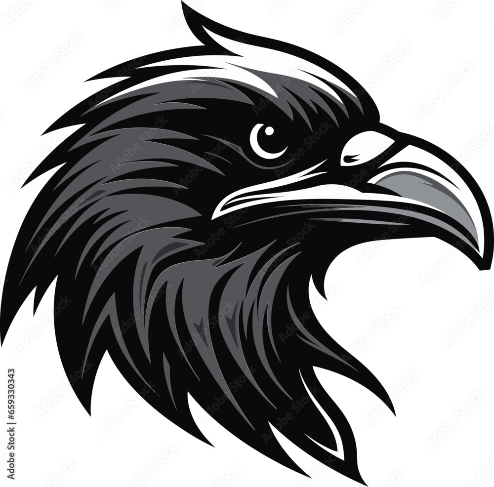 Fototapeta premium Stylish Bird Outline Design Elegant Raven Mark of Distinction