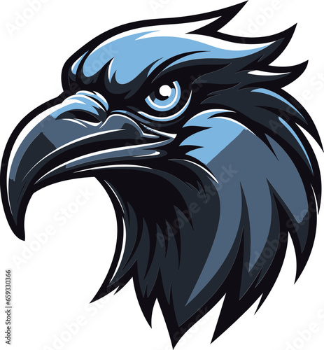 Sleek Crow Silhouette Seal Abstract Bird Insignia