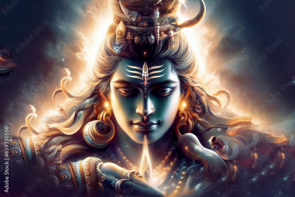 Hindu god Shiva, the Lord of Destruction in the cosmos Stock ...