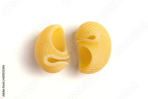 durum wheat pasta on white background