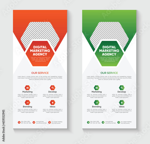 Vector business rack card template, corporate dl flyer template design