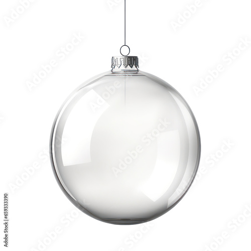Christmas ball. Glass Xmas bauble decoration isolated on transparent white background, png 