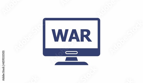 War monitor icon merging football and war illustration