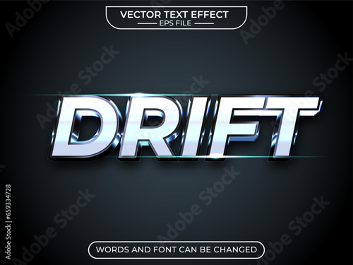 drift text effect, editable, 3d text. for business title. vector template