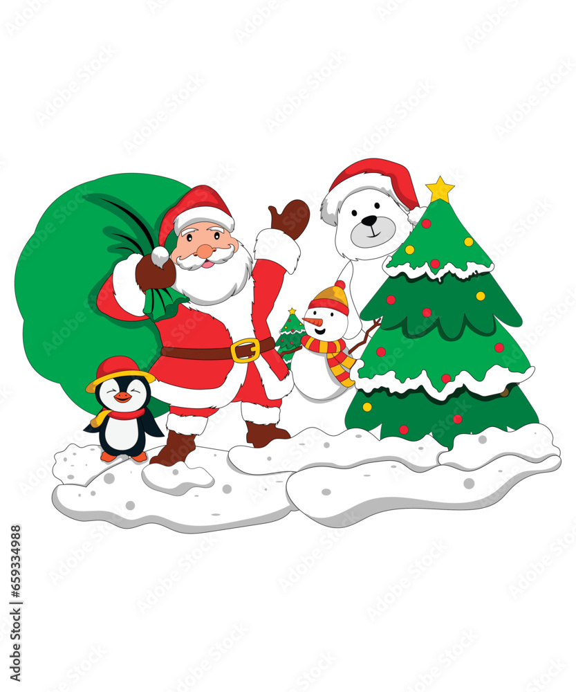 4 Christmas Characters Of Snow Man Santa Clause Polar Bear Penguin 4 Christmas Characters Of Snow Man Santa Clause Polar Bear Penguin