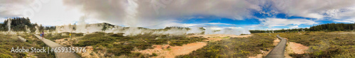 Craters of the Moon panoramic view in Taupo, New Zealand