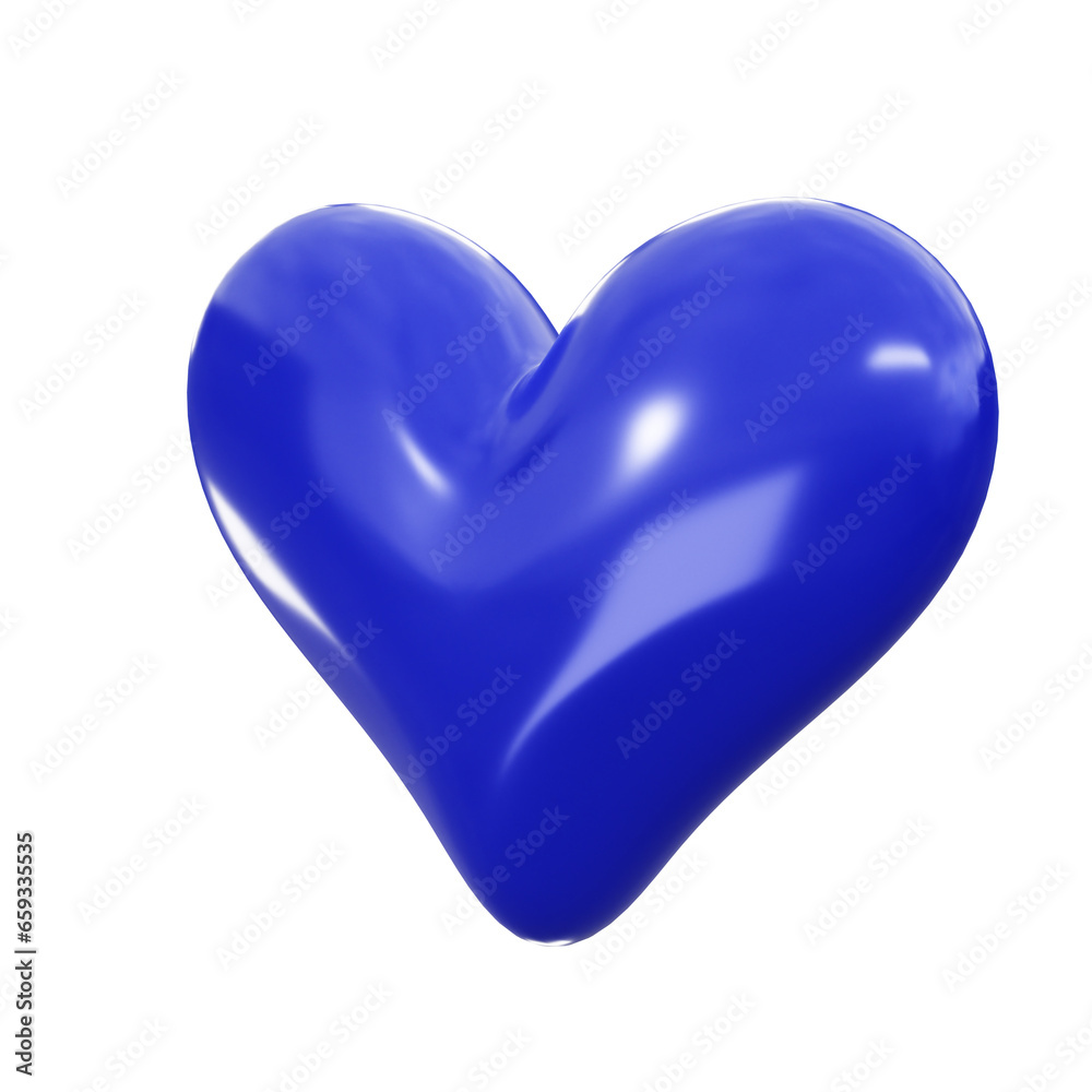 3D rendering of a high resolution icon/illustration of a heart in blue tones with transparency.