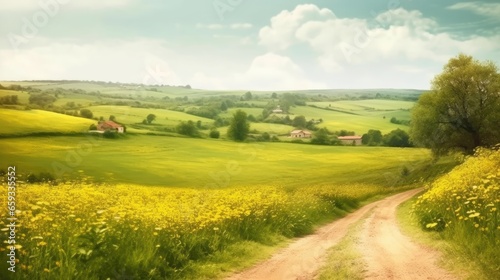 landscape with grass and blue sky