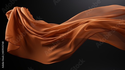 Sienna scarf in the wind, isolated dynamic fabric, fly cloth 3d rendering