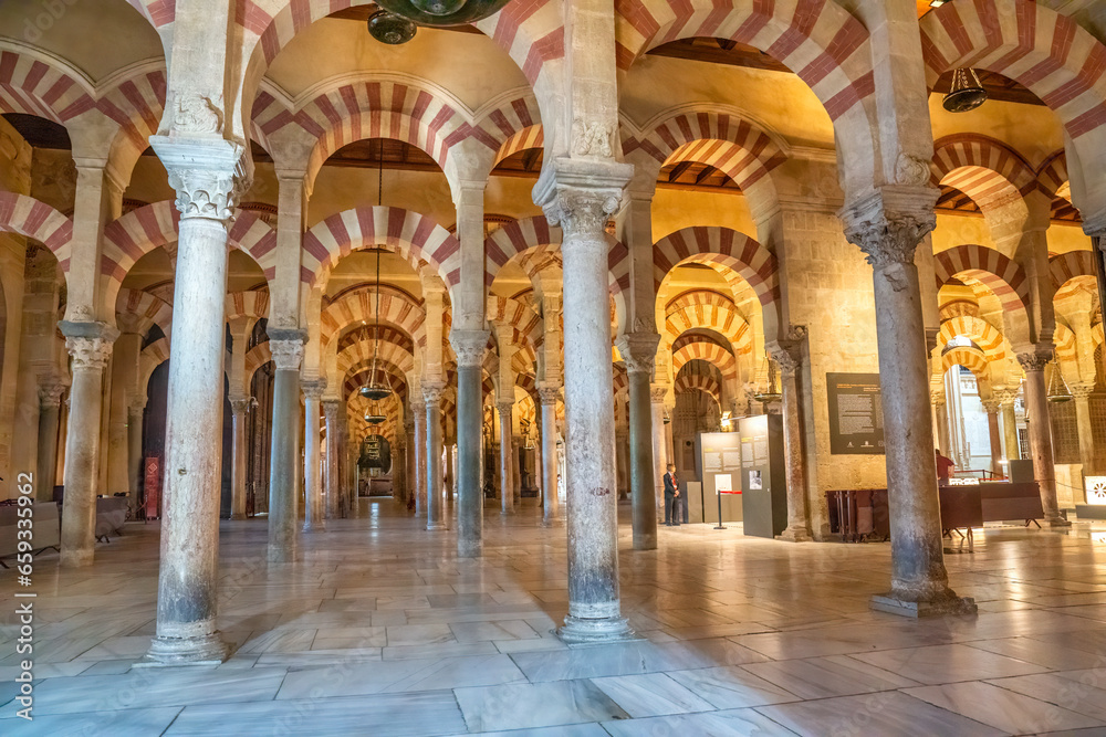 Cordoba, Spain - April 11, 2023: The Mezquita (Spanish for mosque) of Cordoba is a Roman Catholic cathedral and former mosque