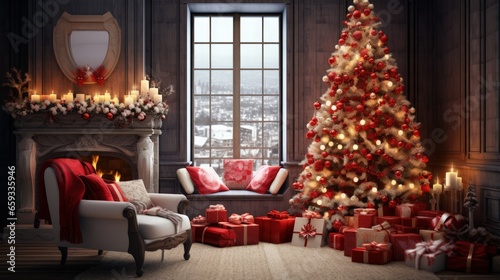 Interior of beautiful room decorated for Christmas