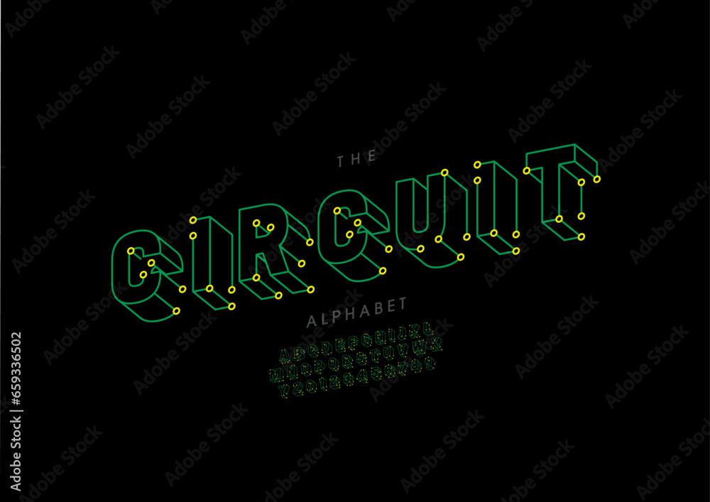 Vector of stylized modern font and alphabet Vector of stylized modern font and alphabet