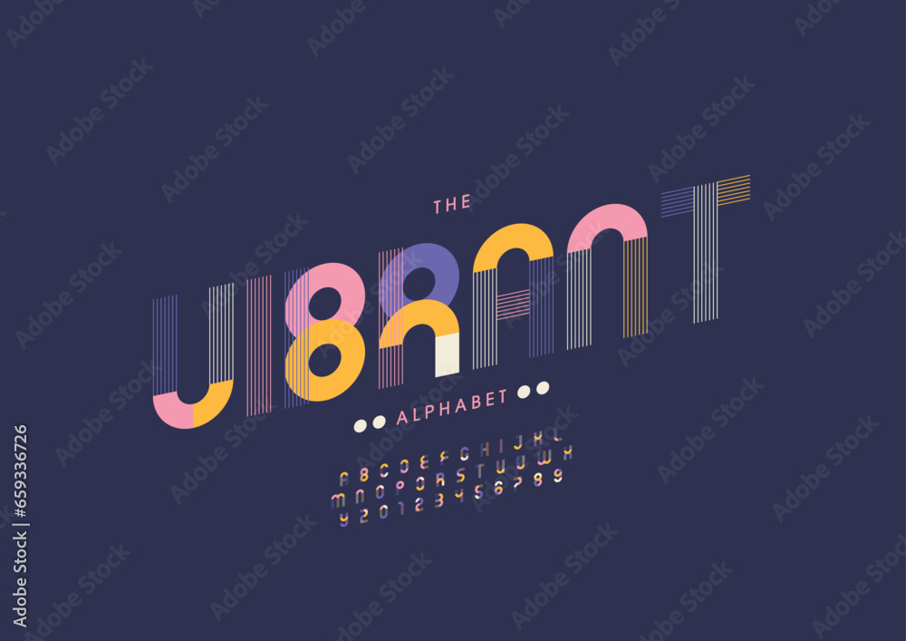 Fototapeta premium Vector of stylized modern font and alphabet