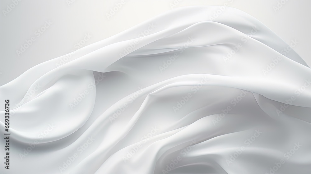Naklejka premium White flying fabric product display, dynamic cloth object placement 3d rendering mockup, abstract fabric background