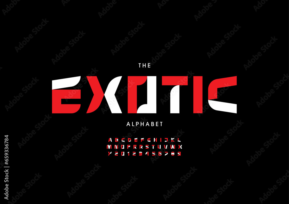 Fototapeta premium Vector of stylized modern font and alphabet