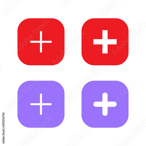 Add icon vector in square. Social media button