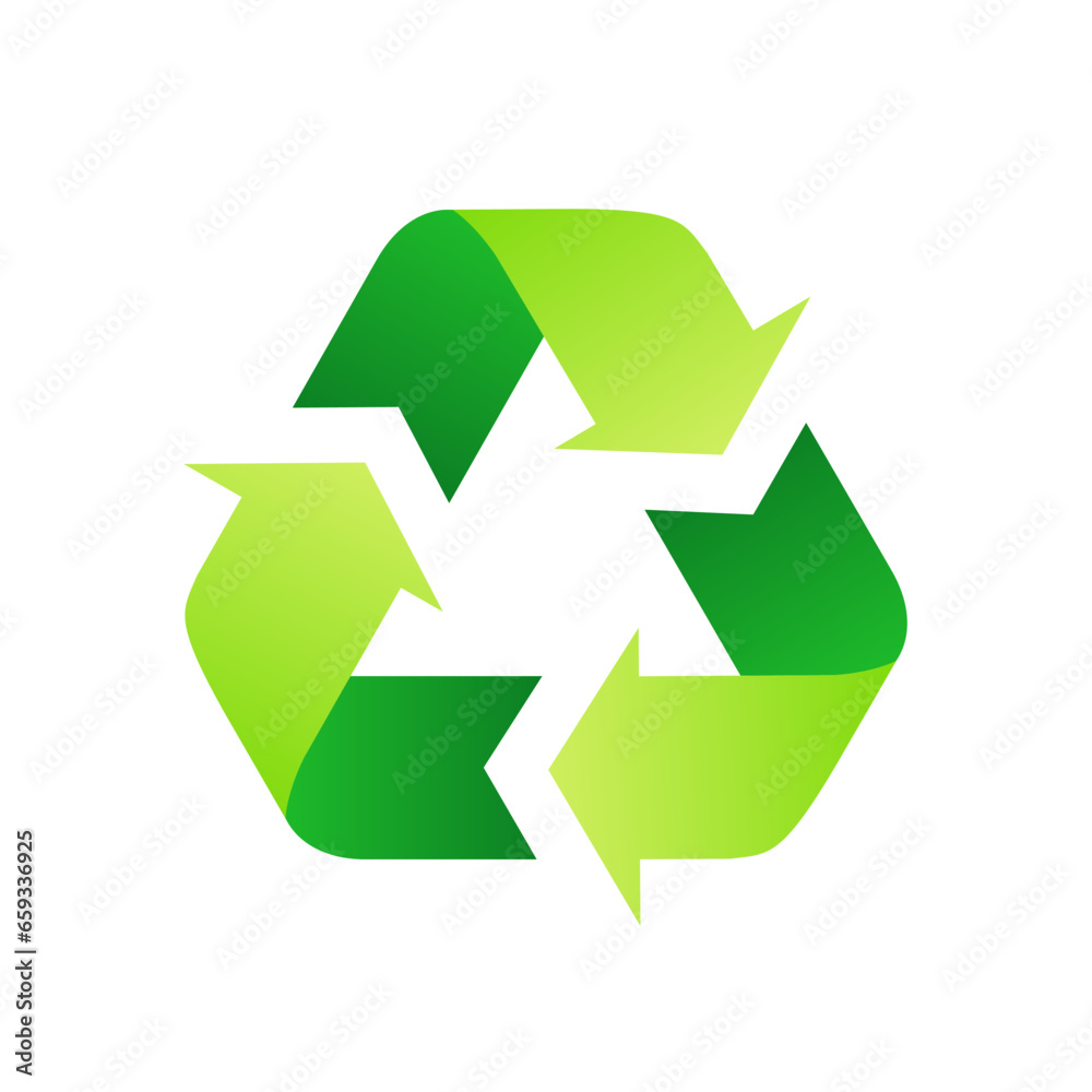 Recycling, recycle icon vector in flat style. Arrow symbols that form a rotating triangle Recycling, recycle icon vector in flat style. Arrow symbols that form a rotating triangle