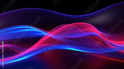 3d render  abstract background with wavy line. Glowing pink blue red neon light in ultraviolet spectrum