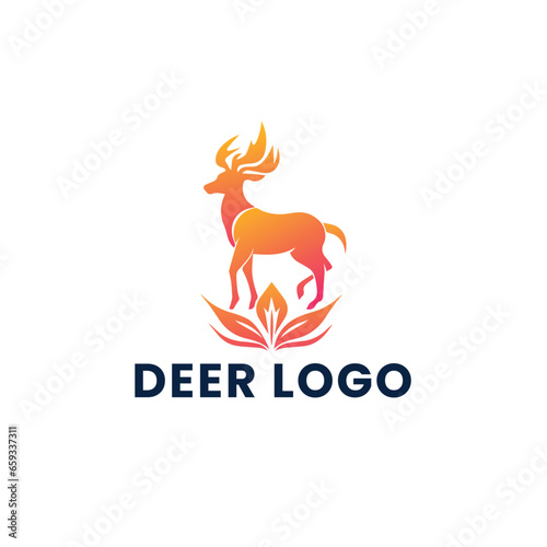 Deer Gradient Colorful Logo. Deer Head Logo Design