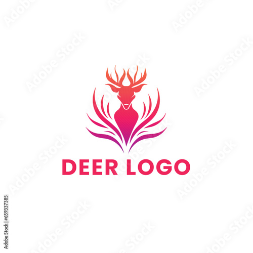 Deer Gradient Colorful Logo. Deer Head Logo Design