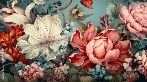 Beautiful digital textile design botanical motif for digital designing