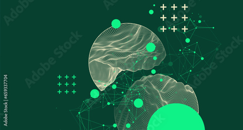 Modern science technology abstract background using circle shapes. Wireframe spot surface illustration.