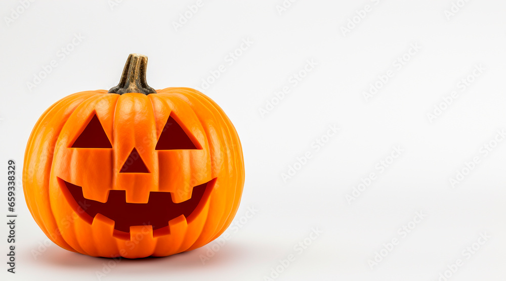 Halloween pumpkin isolated on white background with copy space Halloween pumpkin isolated on white background with copy space
