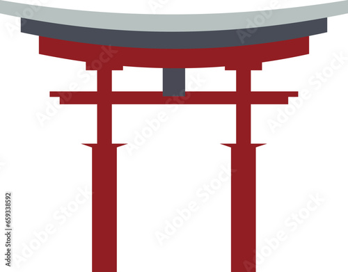 Simple colorful flat drawing of the Japanese historical landmark monument of the SHINTO SHRINE, JAPAN