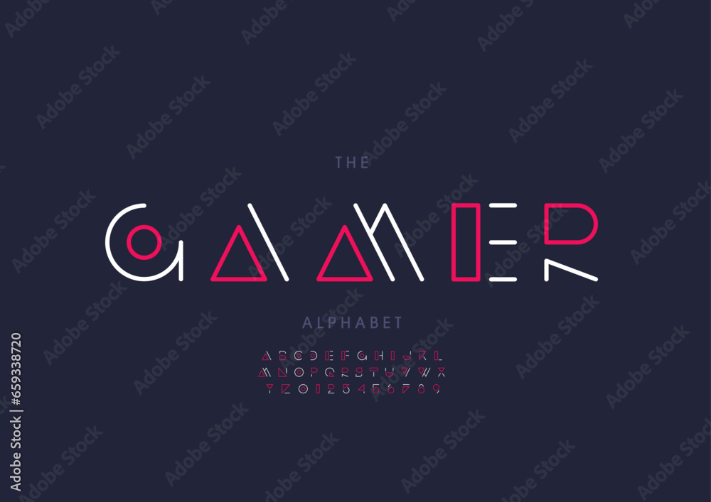 Vector of stylized modern font and alphabet Vector of stylized modern font and alphabet