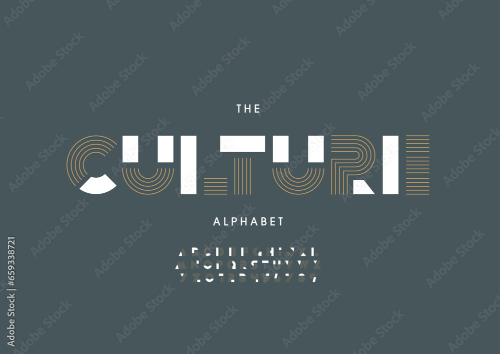 Obraz premium Vector of stylized modern font and alphabet