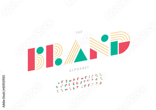 Vector of stylized modern font and alphabet