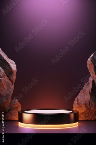 marble granite stone purple color tone podium stage product showcase display mockup stand with copyspace for your creative product exibition backdrop concept