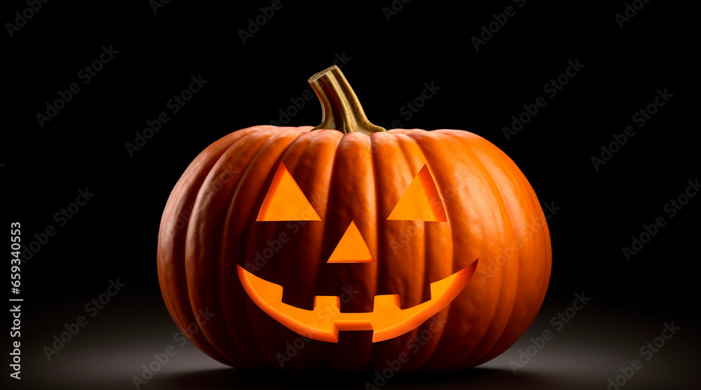 Halloween pumpkin isolated on black background with copy space Halloween pumpkin isolated on black background with copy space