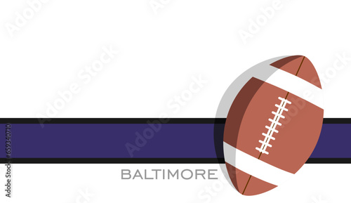 Template for presentation or infographics with Baltimore Ravens American football team uniform colors lines and ball