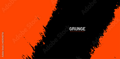 Grunge texture effect background. Distressed overlay rough textured. Abstract vintage monochrome. Black isolated on orange. Graphic design torn style concept for banner, flyer, brochure, or cover