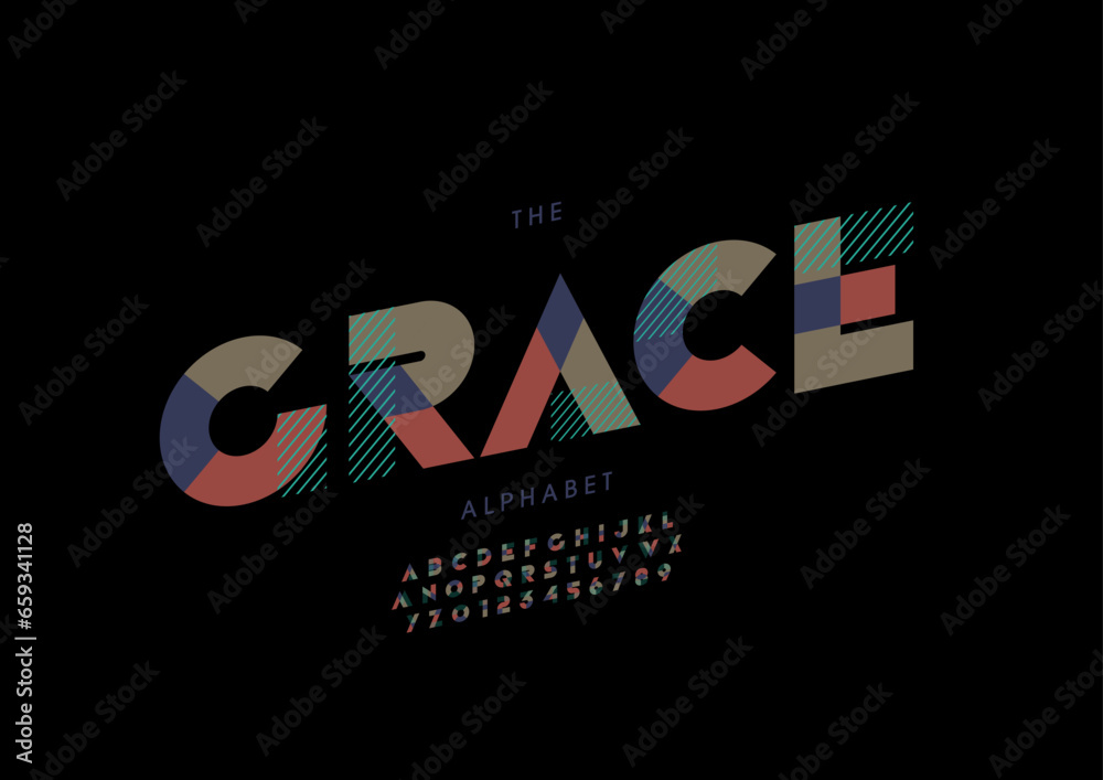 Obraz premium Vector of stylized modern font and alphabet