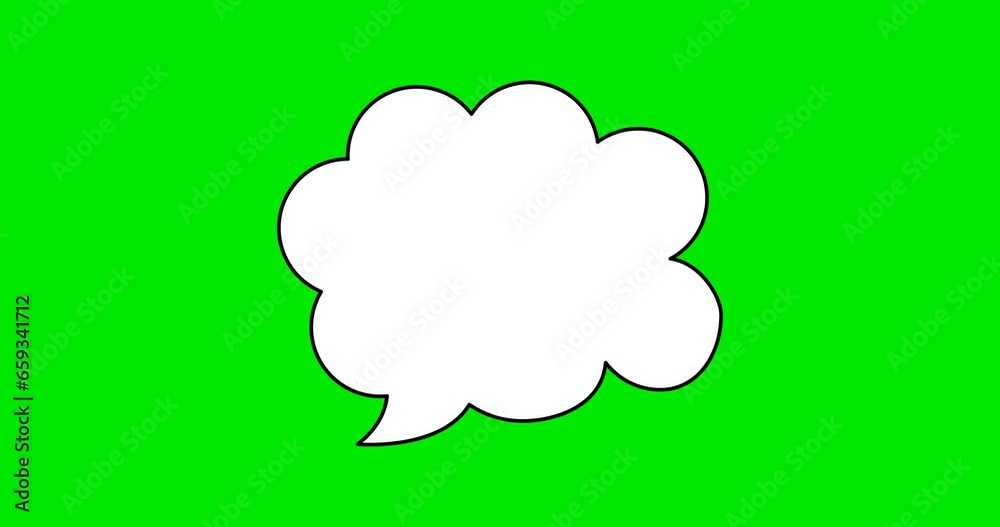 Animated white outlined speech bubble, chat balloon icon. Animated white outlined speech bubble, chat balloon icon.