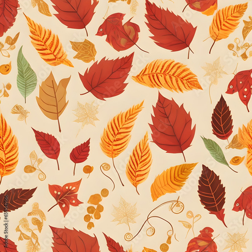 Autumn leaves amazing calm printable pattern
