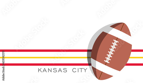 Template for presentation or infographics with Kansas City Chiefs American football team uniform colors lines and ball