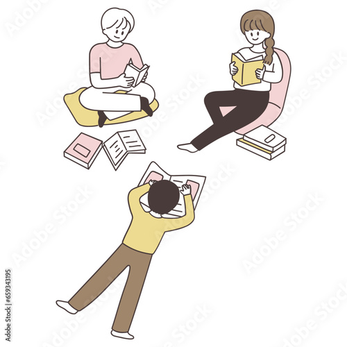 Book club cartoon illustration