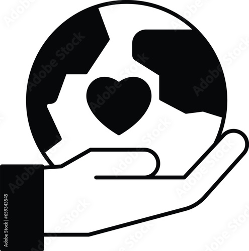 Globe in hand Vector Icon easily modified

