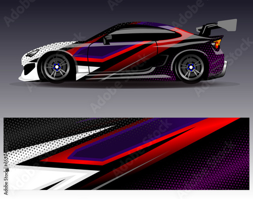 Car wrap design vector.Graphic abstract stripe racing background designs for vehicle  rally  race  adventure and car racing livery