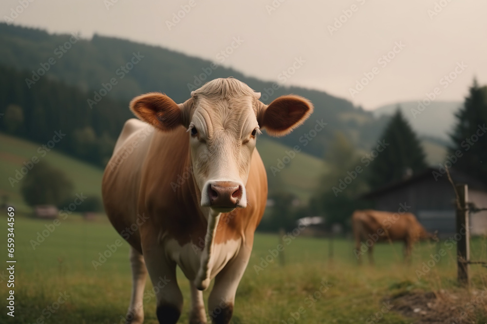 cow lifestyle on a green farm