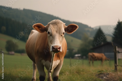 cow lifestyle on a green farm