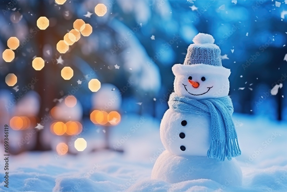 Snowman happy and smiling at upcoming Christmas time