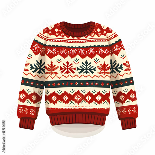 National Ugly Christmas Sweater Day flat illustration. High quality